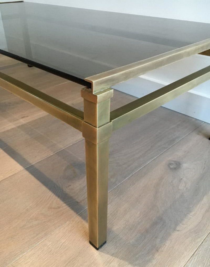In The Style Of Paul Mc Cobb. Modernist Brass Coffee Table. Circa 1970 photo vintage