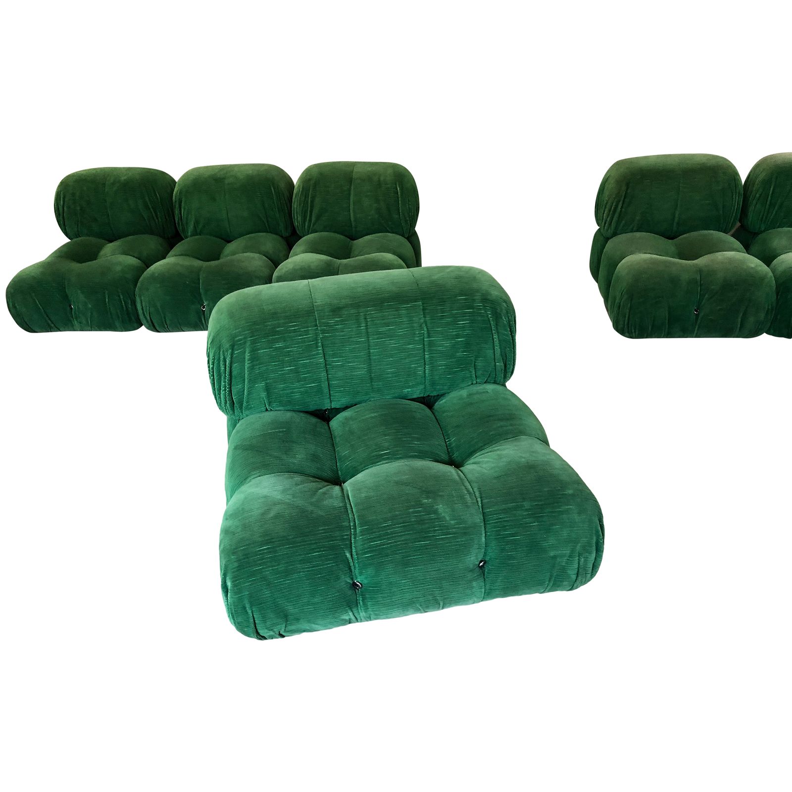 Large Italian Green Velvet Modular Camaleonda Living Room Set By Mario Bellini For B&B Italia, 1972 photo for sale