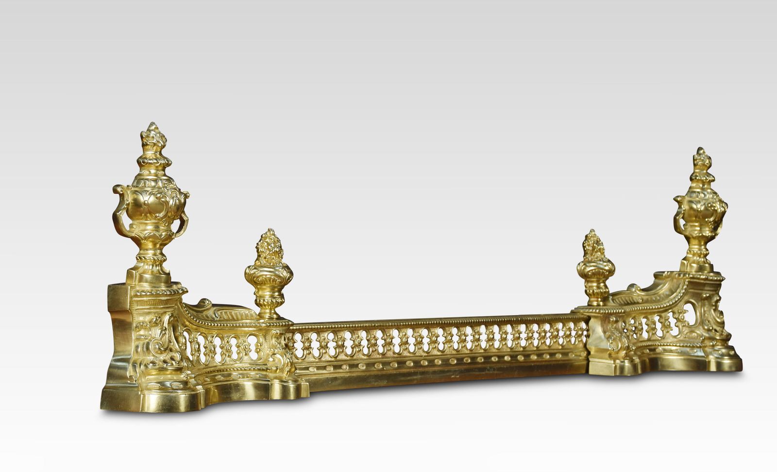 19th Century Adjustable French Gilt Brass Fender photo for sale