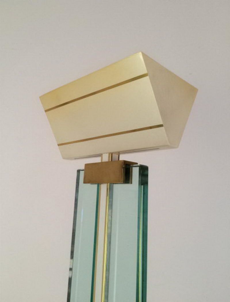 Glass, Brass And Lacquered Metal Floor Lamp. Circa 1970 photo vinterior