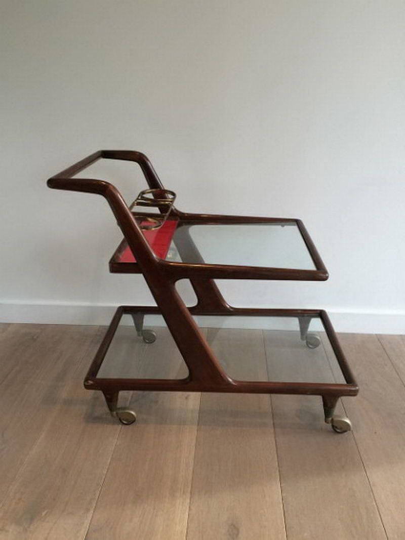 Italian Wood, Brass And Glass Trolley. Circa 1950 photo for sale