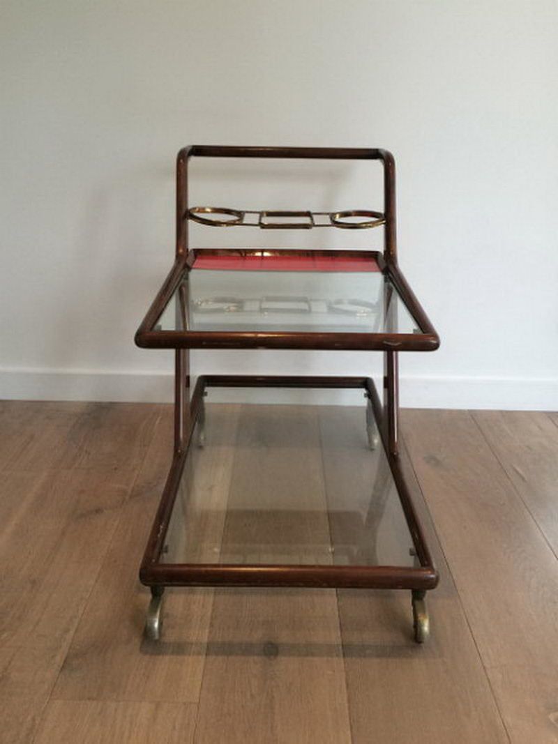 Italian Wood, Brass And Glass Trolley. Circa 1950 photo buy