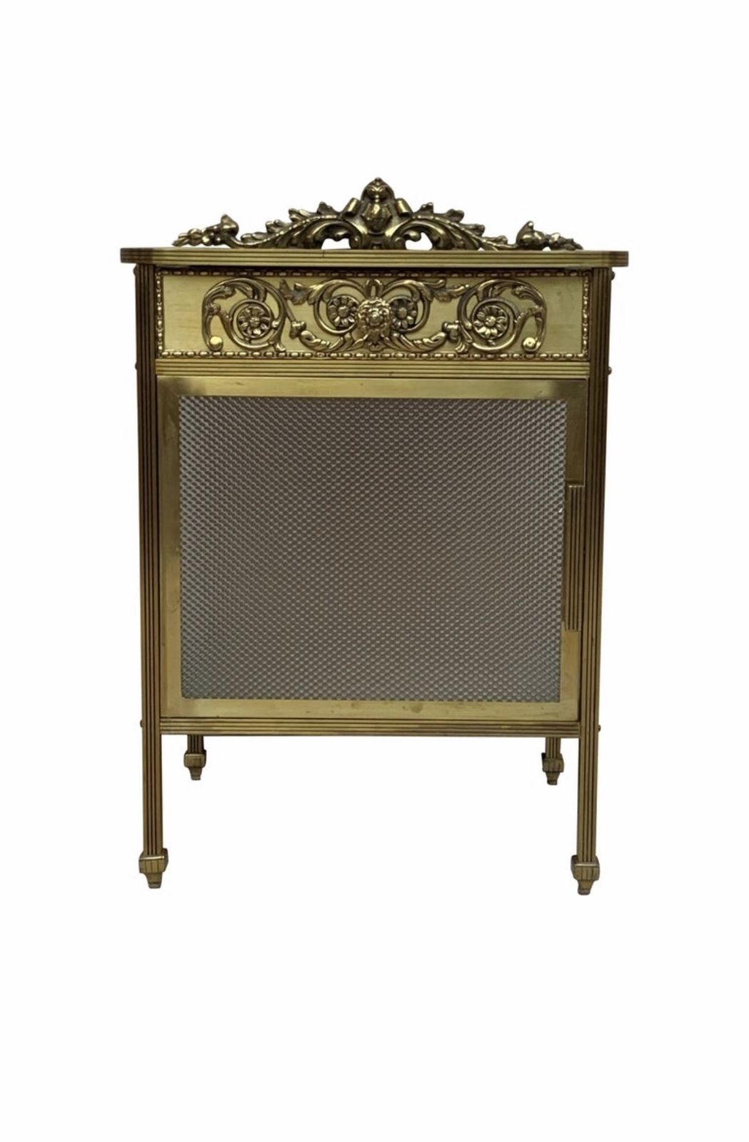 Mid Century Modern Single Bronze Vitrine Nightstand With Glass Door And Drawer