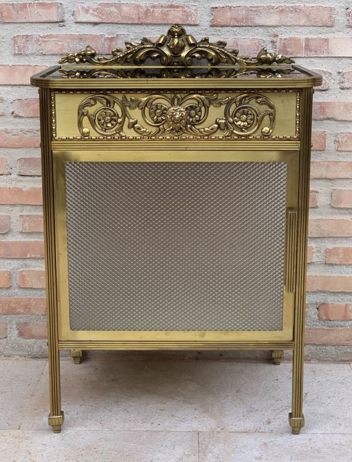Mid Century Modern Single Bronze Vitrine Nightstand With Glass Door And Drawer photo vinterior