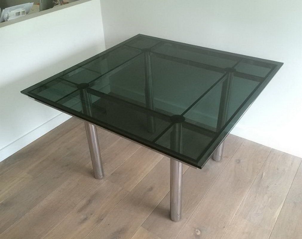 Tobia Scapa. Nice Chrome Design Dining Table. Circa 1970 photo for sale