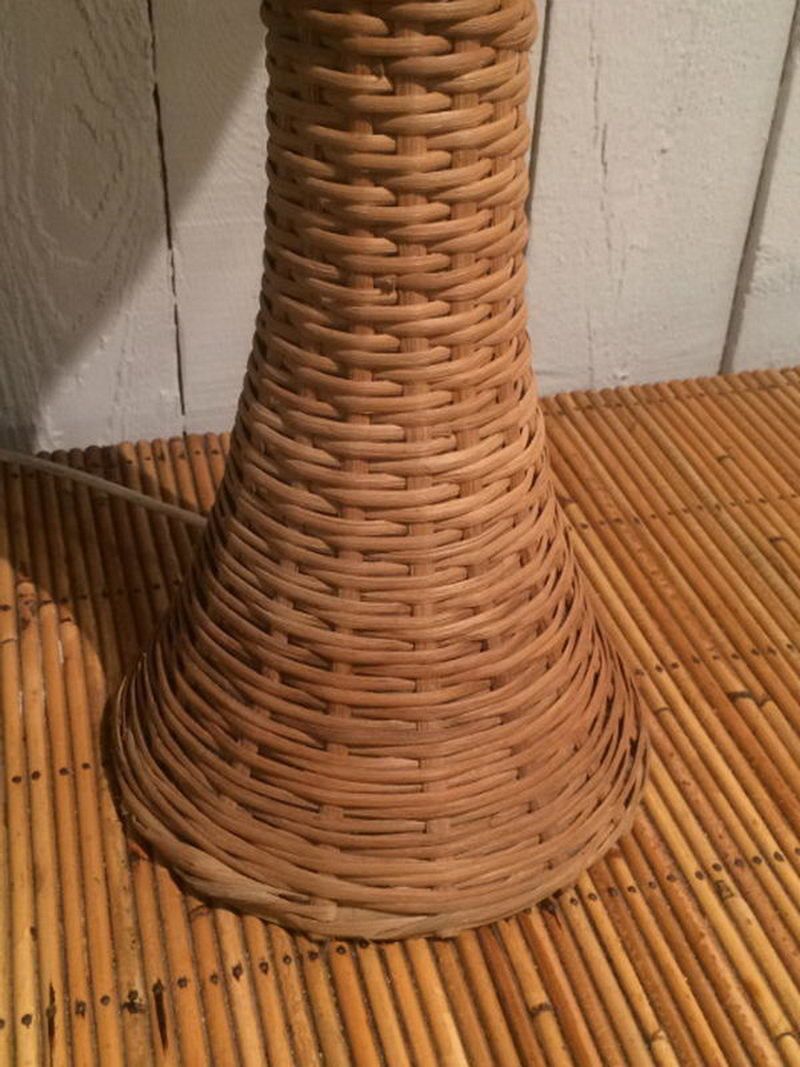 Unusual Tall Rattan Lamp. Circa 1970 photo buy