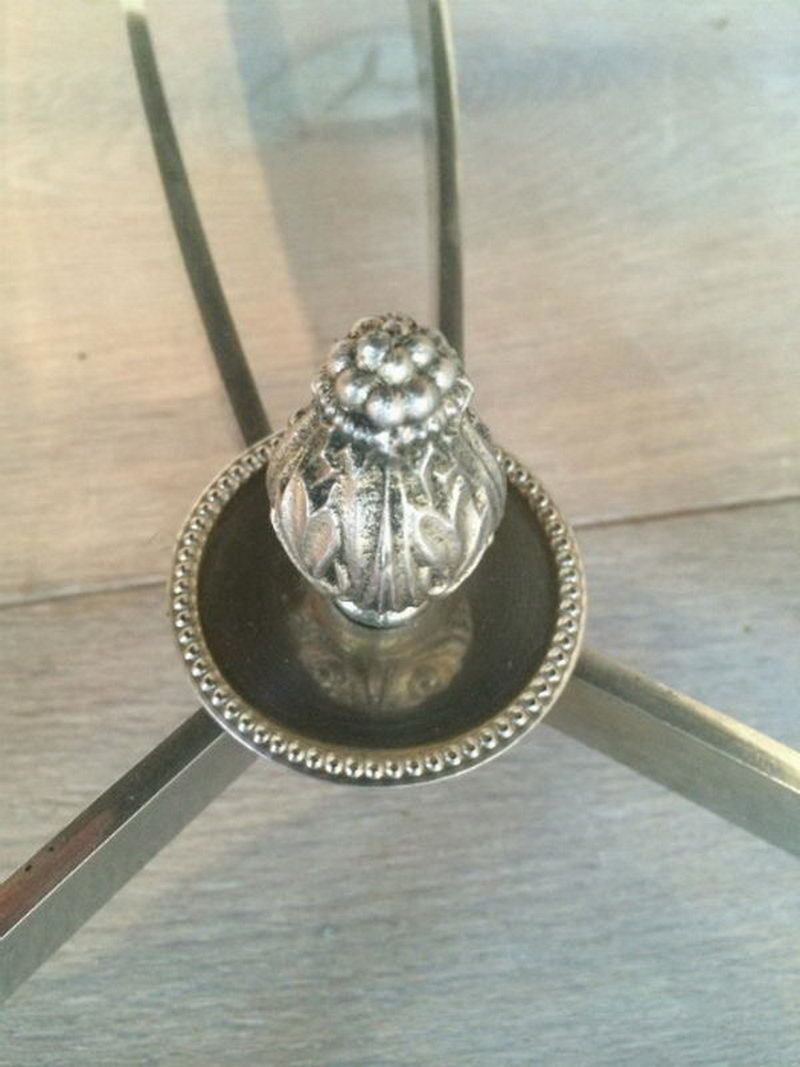 In The Style Of Maison Jansen. Silvered Coffee Table With Black Lacquered Glass Top. Circa 1940 photo buy
