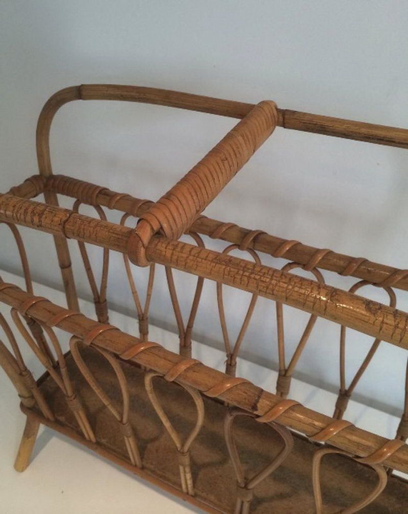 Rattan Magazine Rack. French. Circa 1960 photo 270.0
