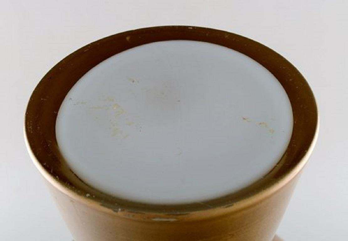 Large Art Glass Vase With Gold Decoration, Scandinavian Design, Circa 1970s photo vinterior