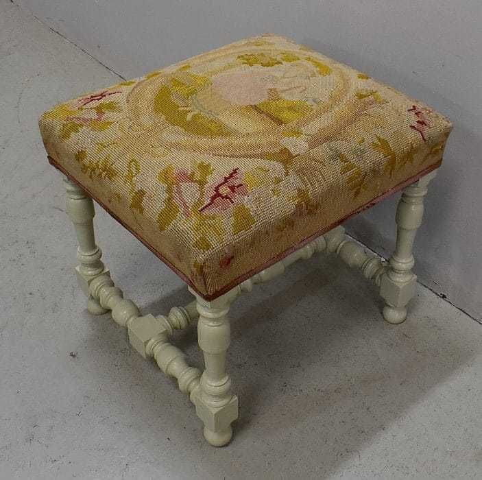 Stool In Canvas And Réchampi Wood, Louis XIV Taste   Late 19th Century photo for sale