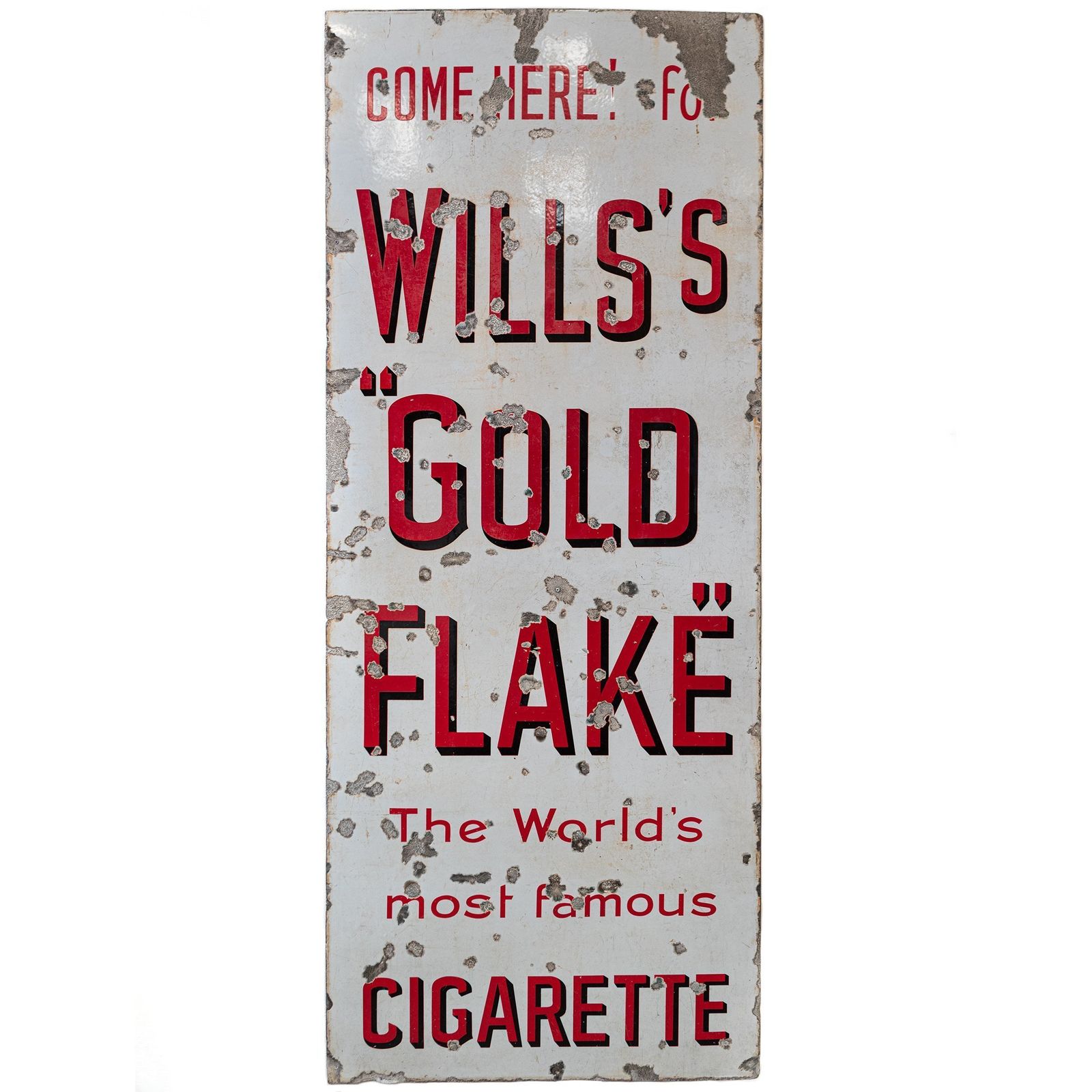 Large Vintage Enamel Advertising Sign: Will's Gold Flake Cigarette
