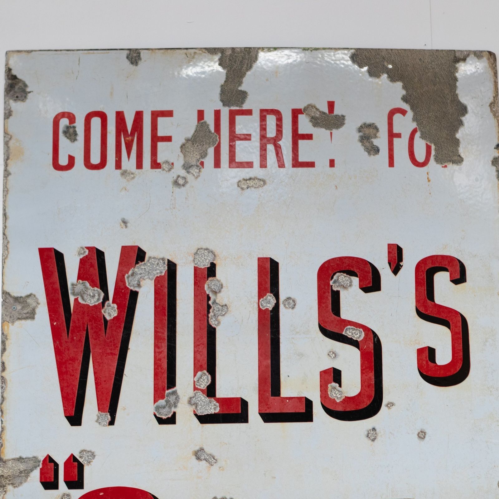 Large Vintage Enamel Advertising Sign: Will's Gold Flake Cigarette photo for sale