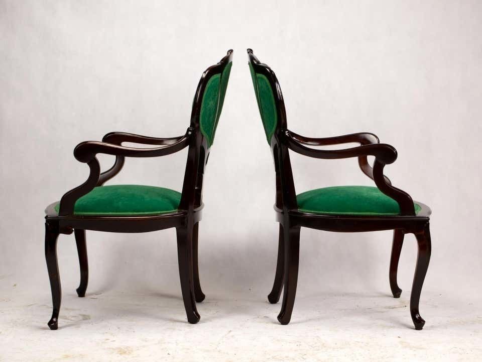 Set Of Three Hand Carved Art Nouveau Chairs, Circa 1900 photo vintage