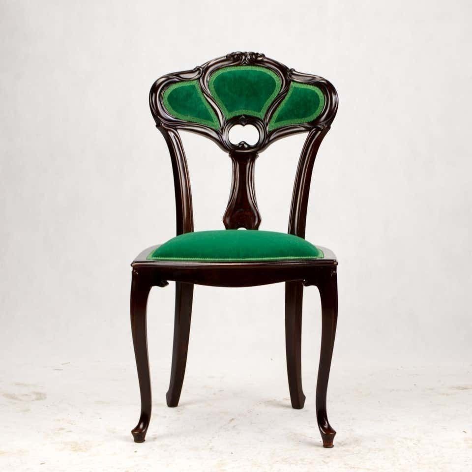 photo vinterior Set Of Three Hand Carved Art Nouveau Chairs, Circa 1900