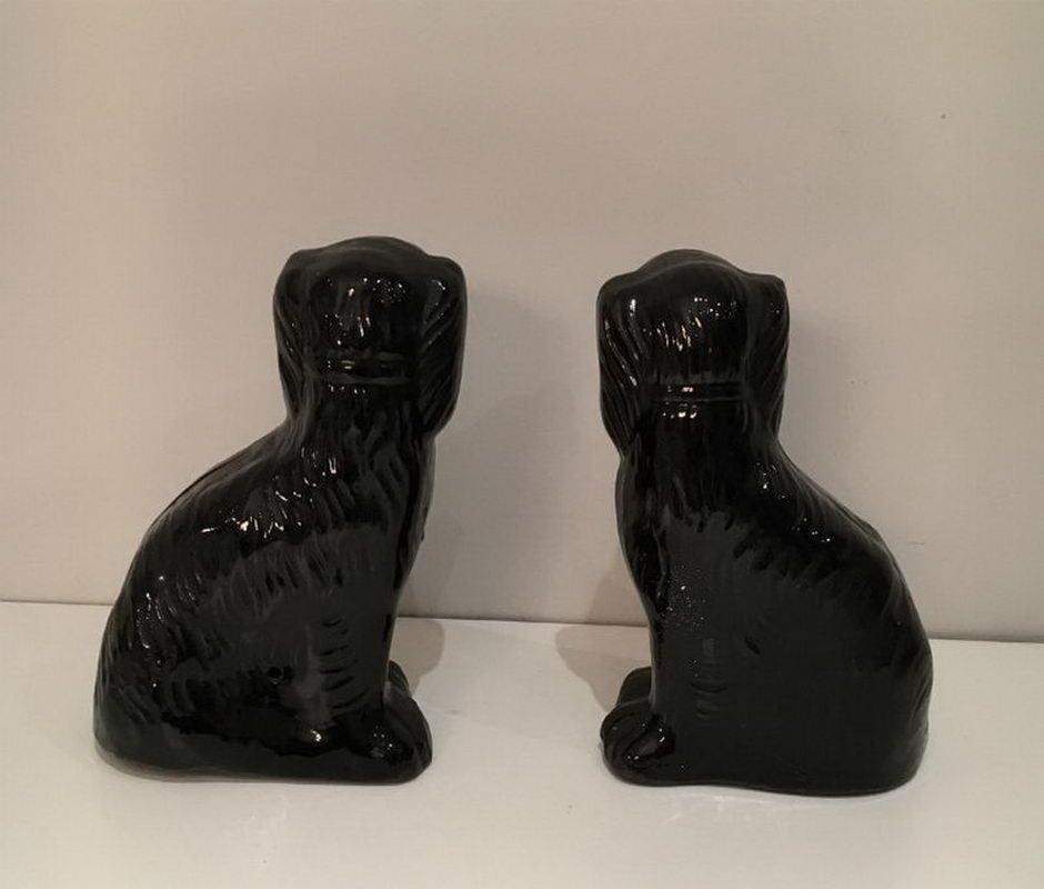 Staffordshire. Pair Of Black King Charles. Circa 1880 photo furniture