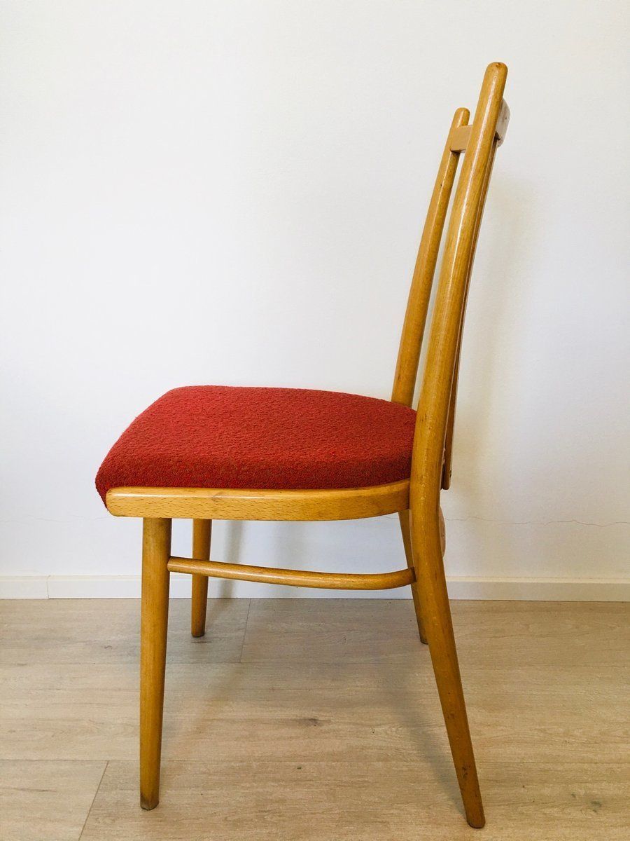 photo for sale Mid Century Czech Light Blue Dining Chairs From Ton, Set Of 4