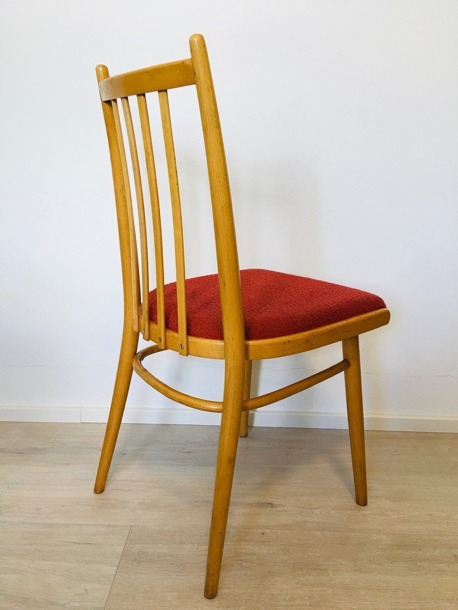 photo vintage Mid Century Czech Light Blue Dining Chairs From Ton, Set Of 4