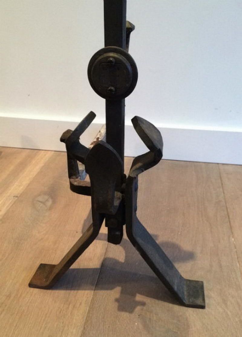 Pair Of Art And Craft Iron Andirons. Circa 1900 photo vinterior