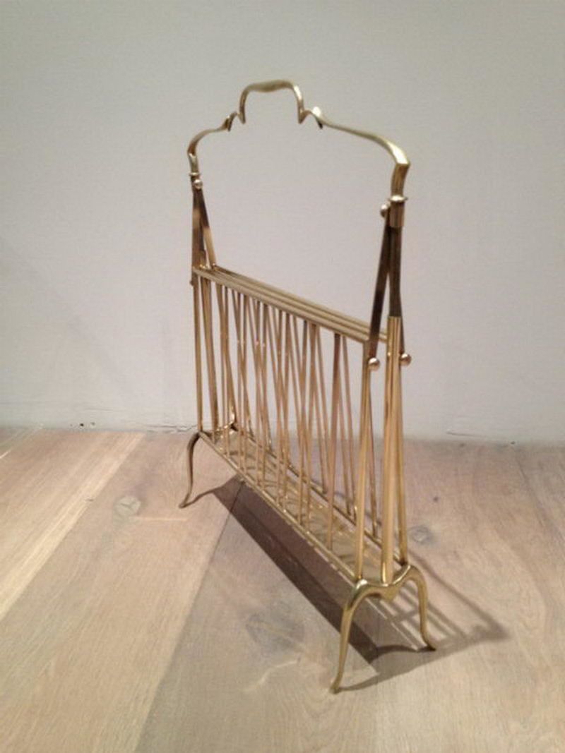 Brass Folding Magazine Rack. French. Circa 1960 photo 480.0