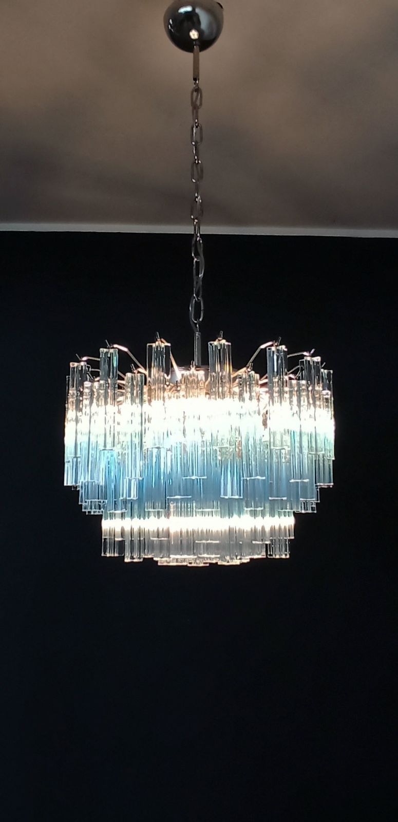 Gorgeous Murano Vintage Chandelier – 107 Quadriedri Blue Shade photo Lighting