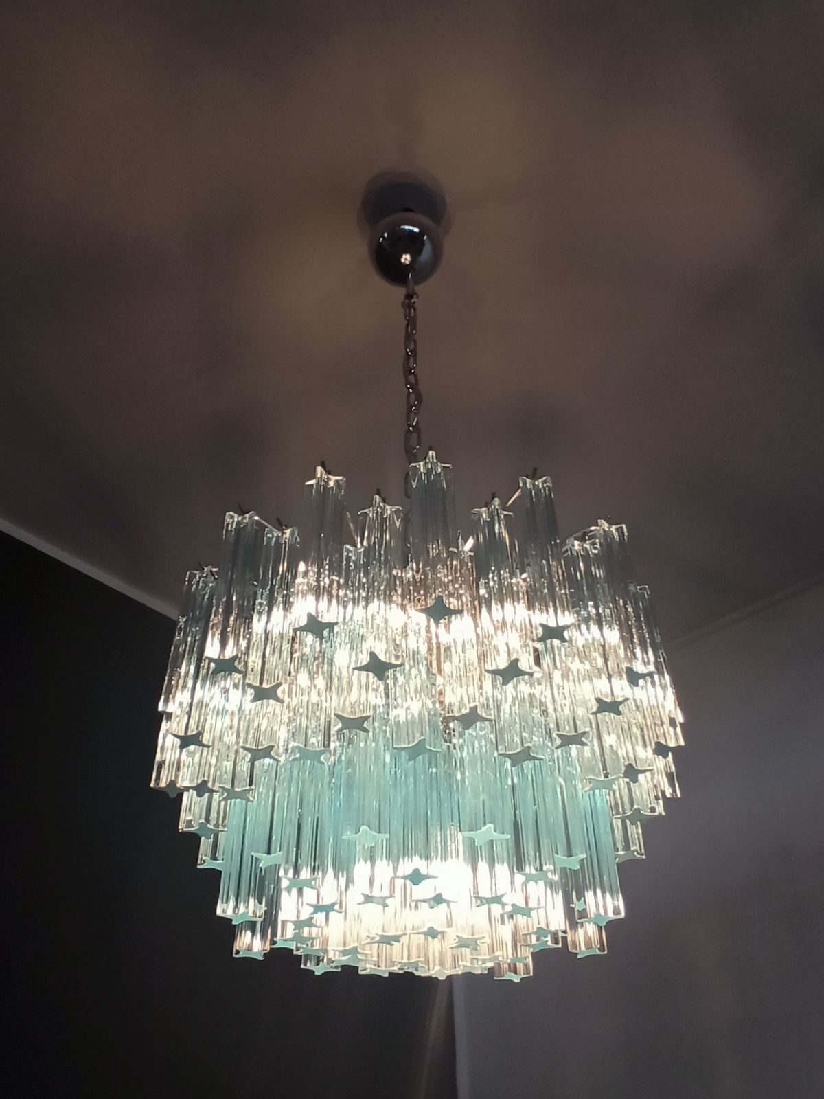 Gorgeous Murano Vintage Chandelier – 107 Quadriedri Blue Shade photo 1580.0