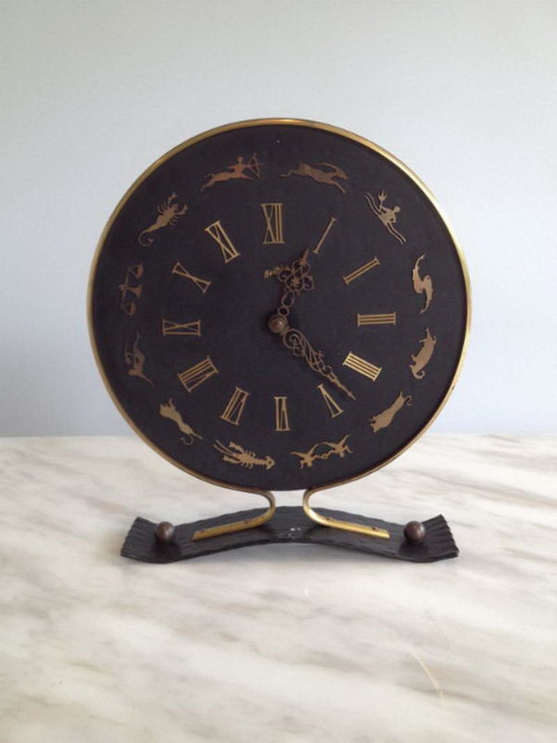Jaegher Lecoultre Signs Of Aquarius Decorative Clock. French. Circa 1950