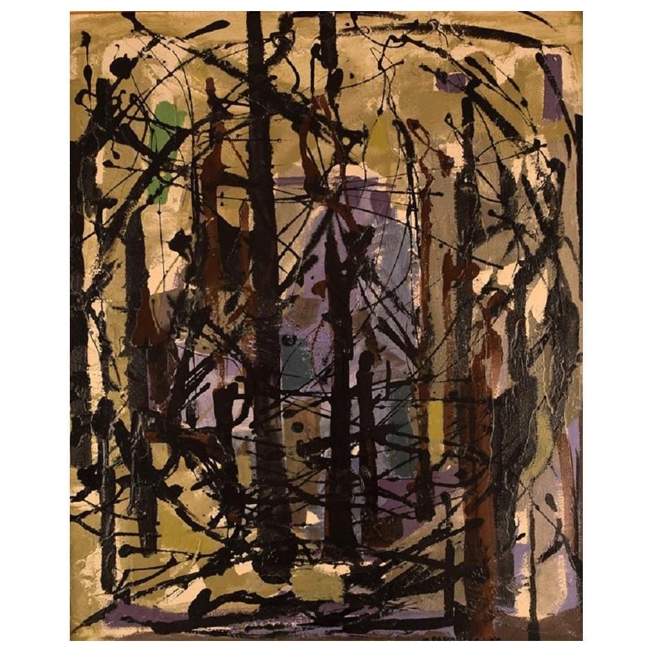 Margareta Sandberg Hög, Swedish Artist, Oil On Board, 1960s