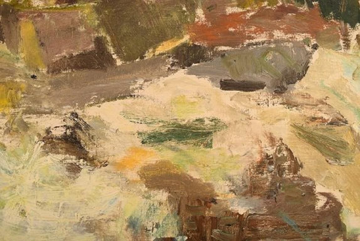 Rune P. Swedish Artist, Oil On Canvas, Modernist Landscape, Mid 20th Century photo 764.0