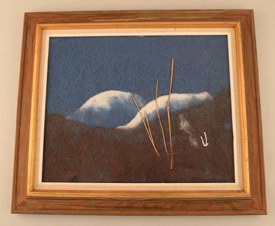 Lisa Johansson, Swedish Artist, Wool On Board, Modernist Mountain Landscape photo furniture