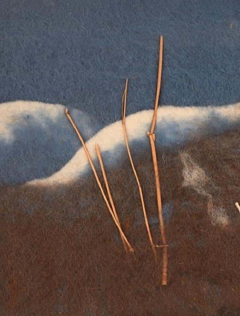 Lisa Johansson, Swedish Artist, Wool On Board, Modernist Mountain Landscape photo for sale