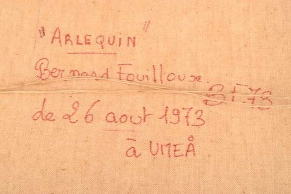 photo furniture Bernard Fouilloux, French Artist, Oil On Canvas, "Arlequin", 1973
