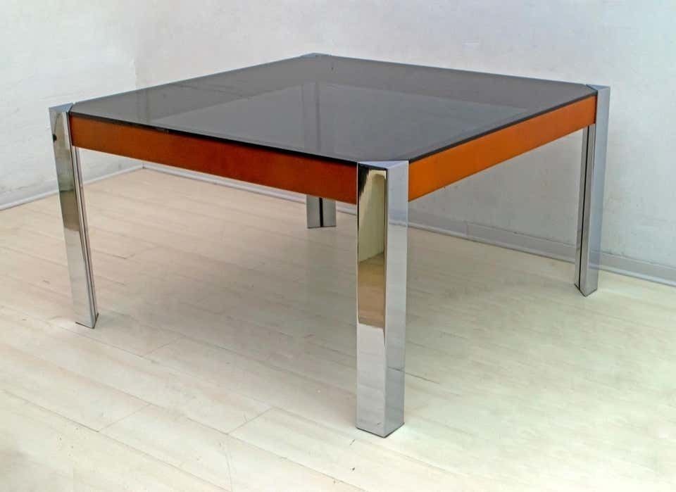 Willy Rizzo Mid Century Modern Italian Chrome And Leather Dining Table, 1970s