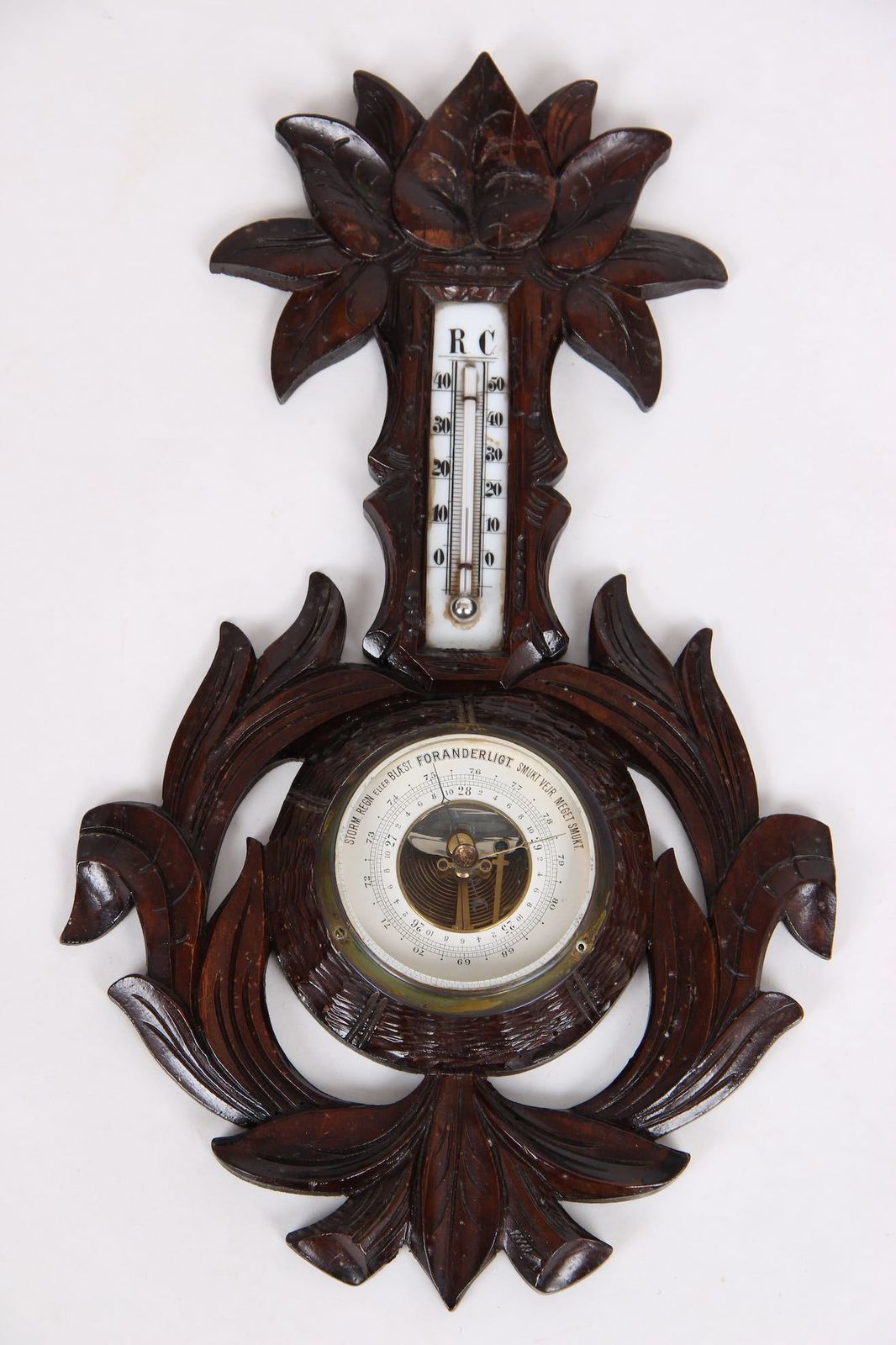 Old Danish Antique Weather Station. Manufactured By R&C Denmark. Hand Carved Details