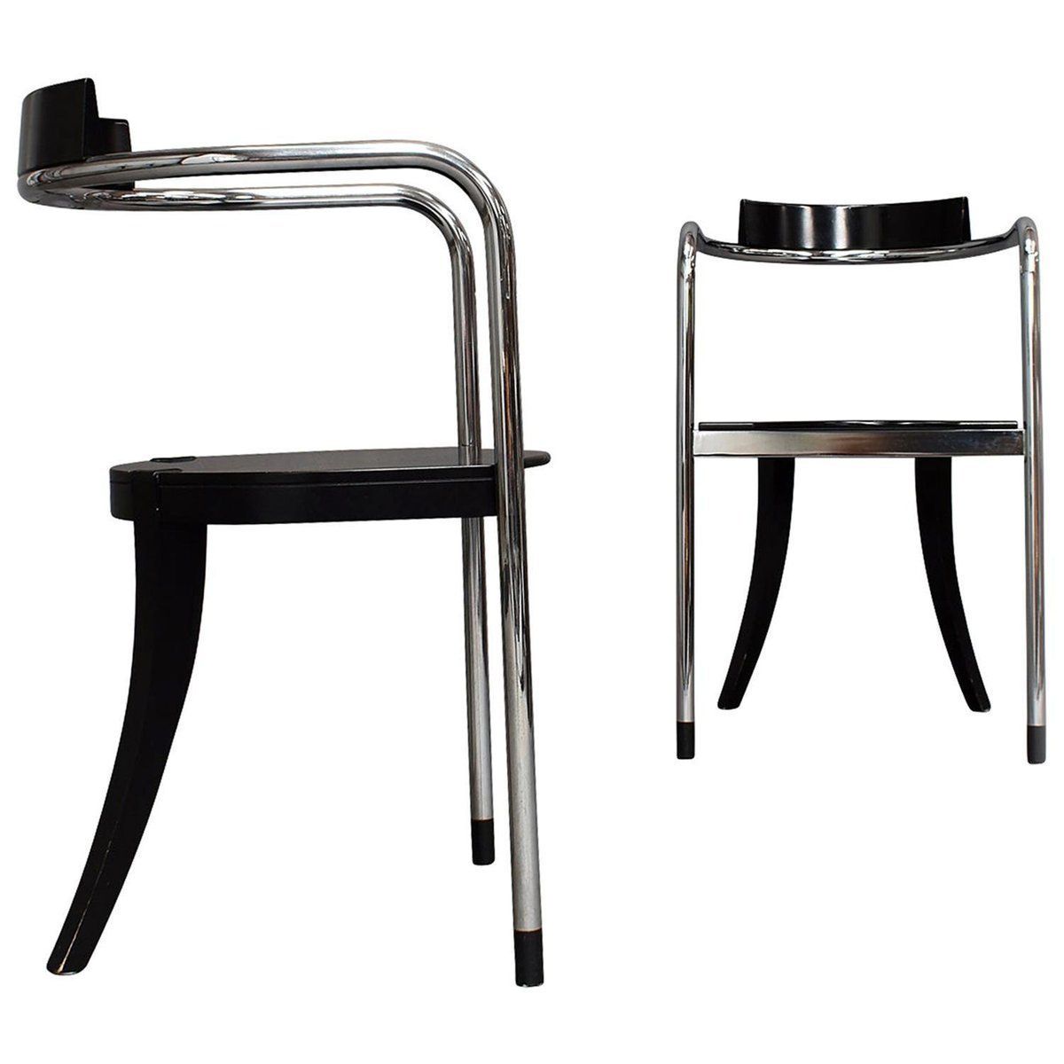 Italian Chrome Dining Chairs By David Palterer For Zanotta, 1980s, Set Of 2