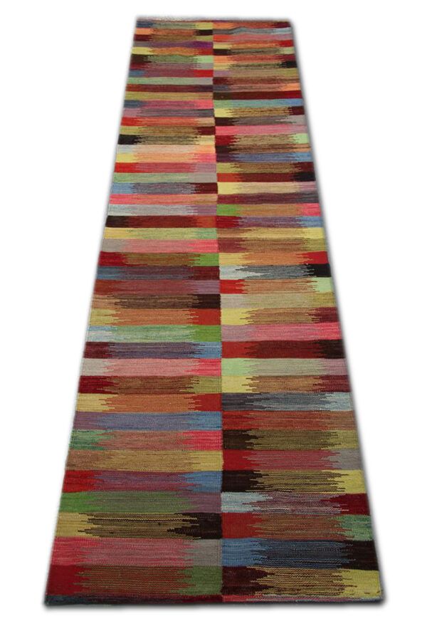 Long Modern Multi Coloured Kilim Handwoven Runner Rug  80x287 photo for sale