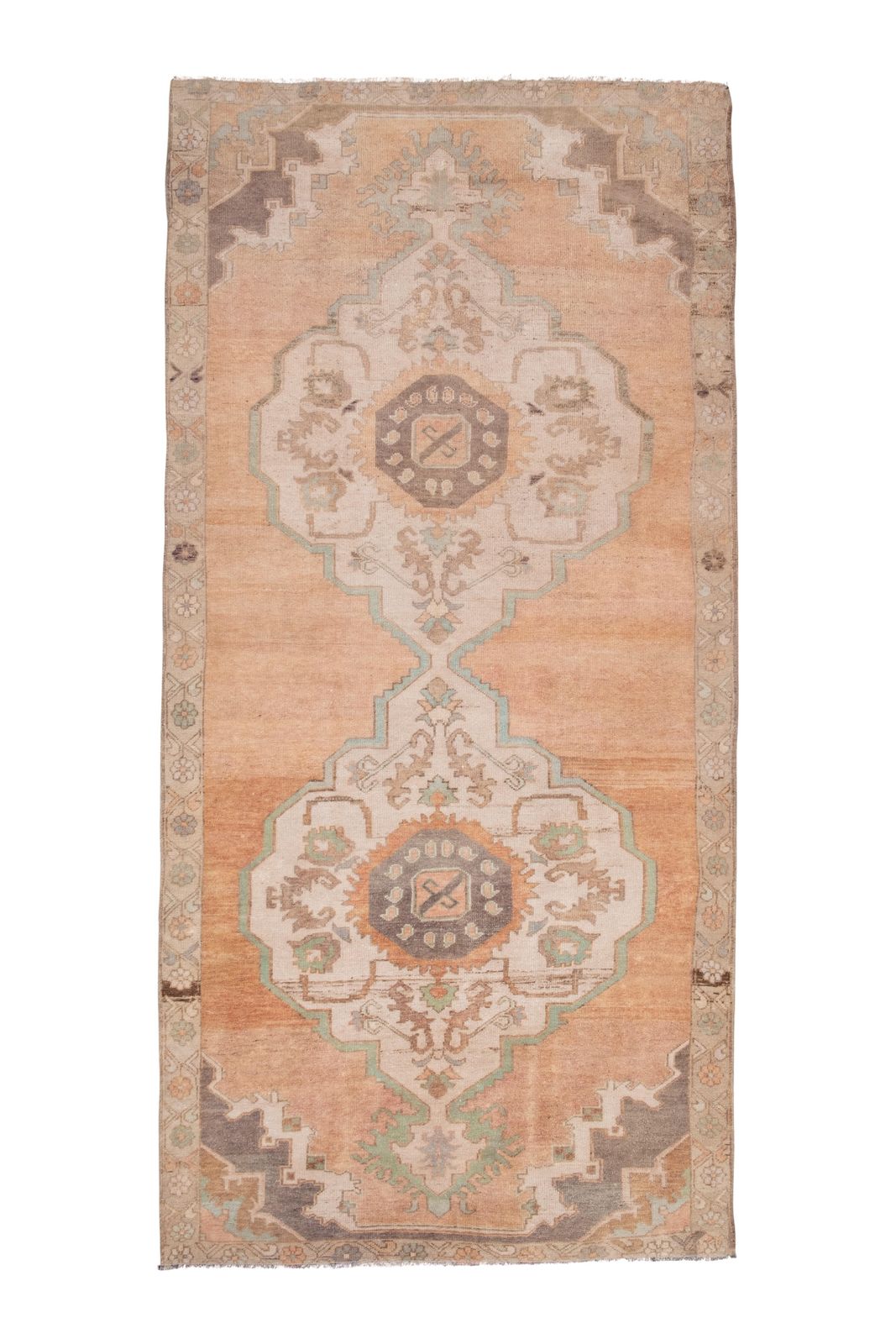 Vintage Beige Midcentury Karapinar Runner Rug 4'11" X 10'3"