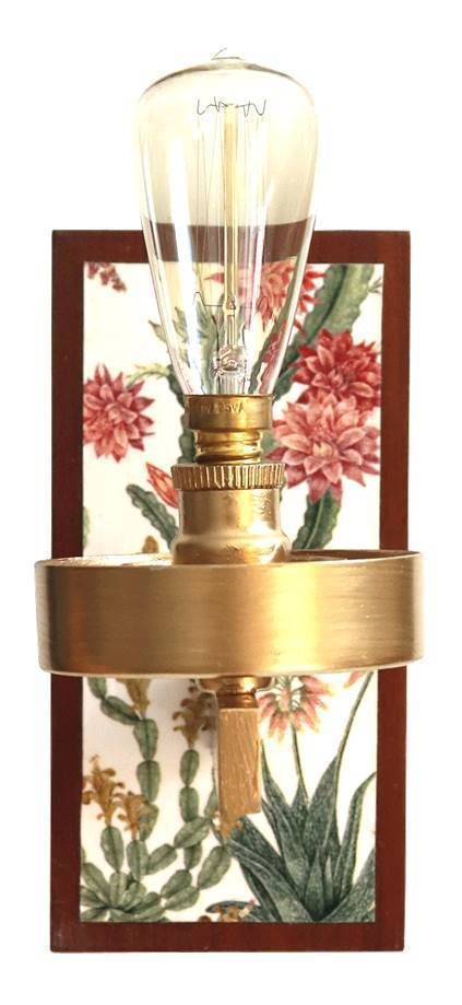 "Biophilia Fix" Restyled Wall Sconces By Habitat Improver With Paper Napkin Découpage And Gold Paint photo 420.0