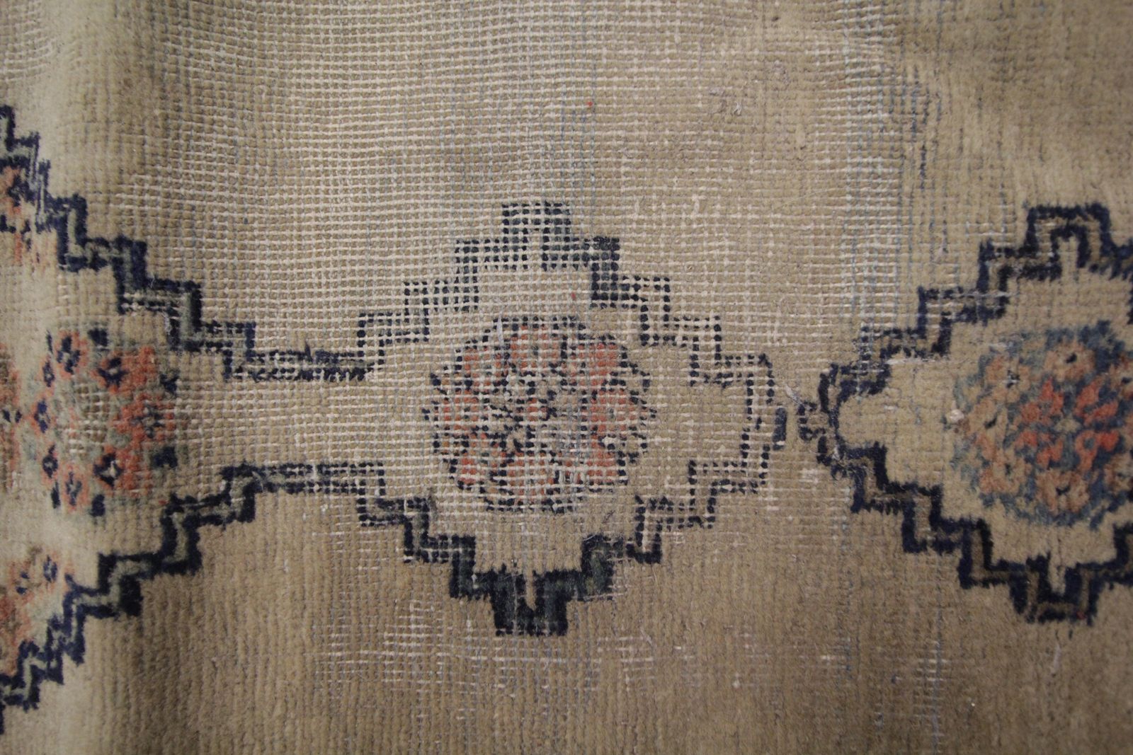 Antique Rug Caucasian Carpet Runner, Cream Wool Runner 103x386cm photo buy