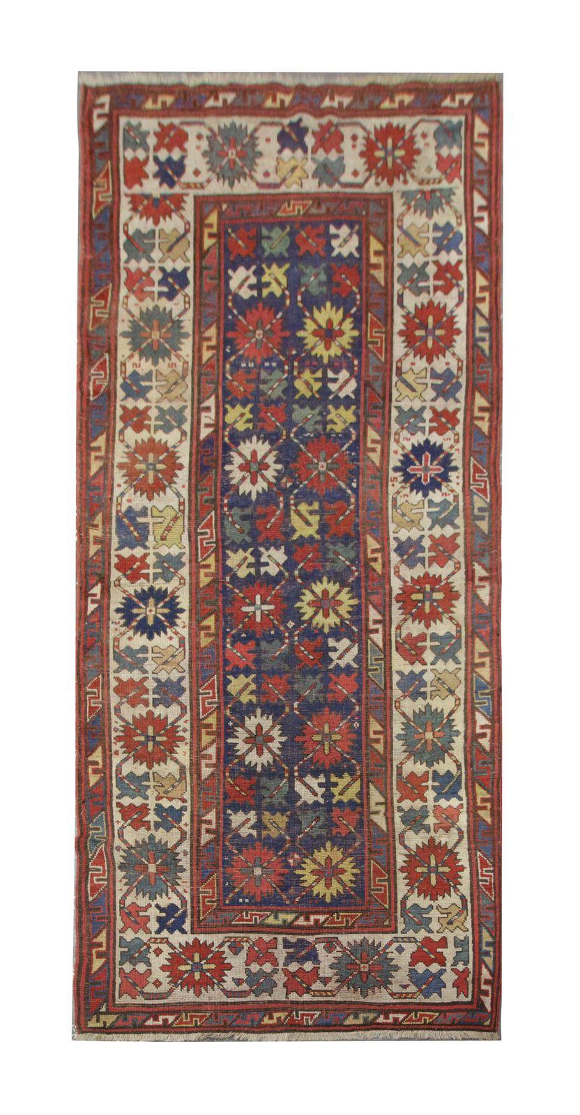 Handwoven Runner Antique Carpet Traditional Caucasian Kazak Rug 115x280cm
