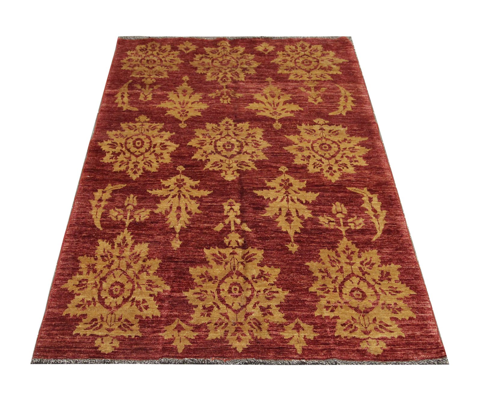 Modern Afghan Rug  Red And Gold Carpet Wool Rug 143 X 205 Cm photo furniture