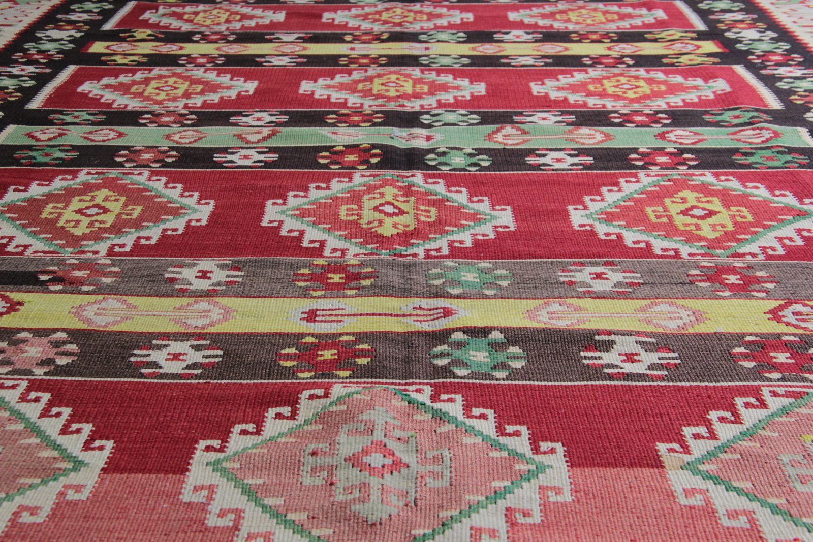 Antique Rugs, Turkish Kilim Rugs Uk, Geometric Kilims Carpet For Sale 203 X 294 Cm photo vinterior
