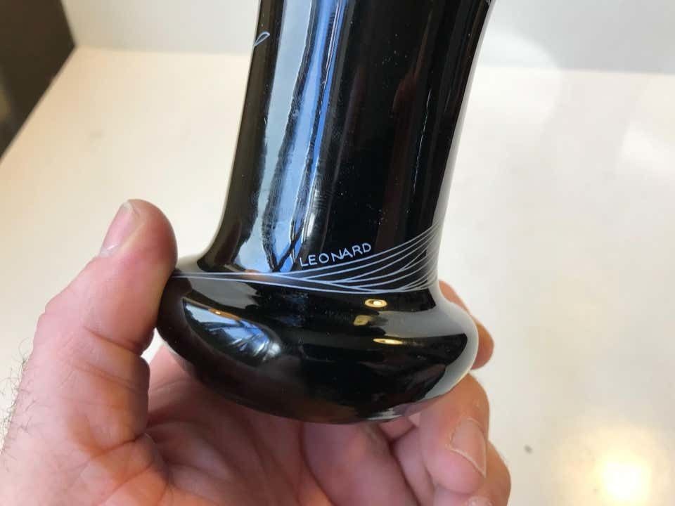 Black Glass Trumpet Vase By Hutschenreuther, Leonard, Germany, 1980s photo vinterior