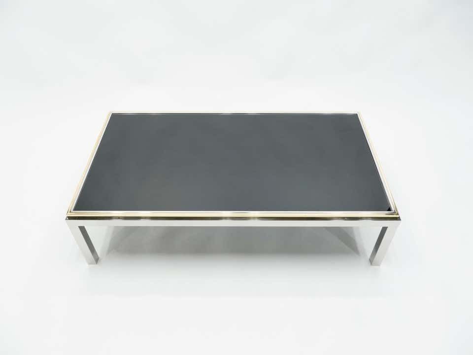 Grande table basse Willy Rizzo modèle Flaminia en laiton et chrome, années 1970 photo for sale
