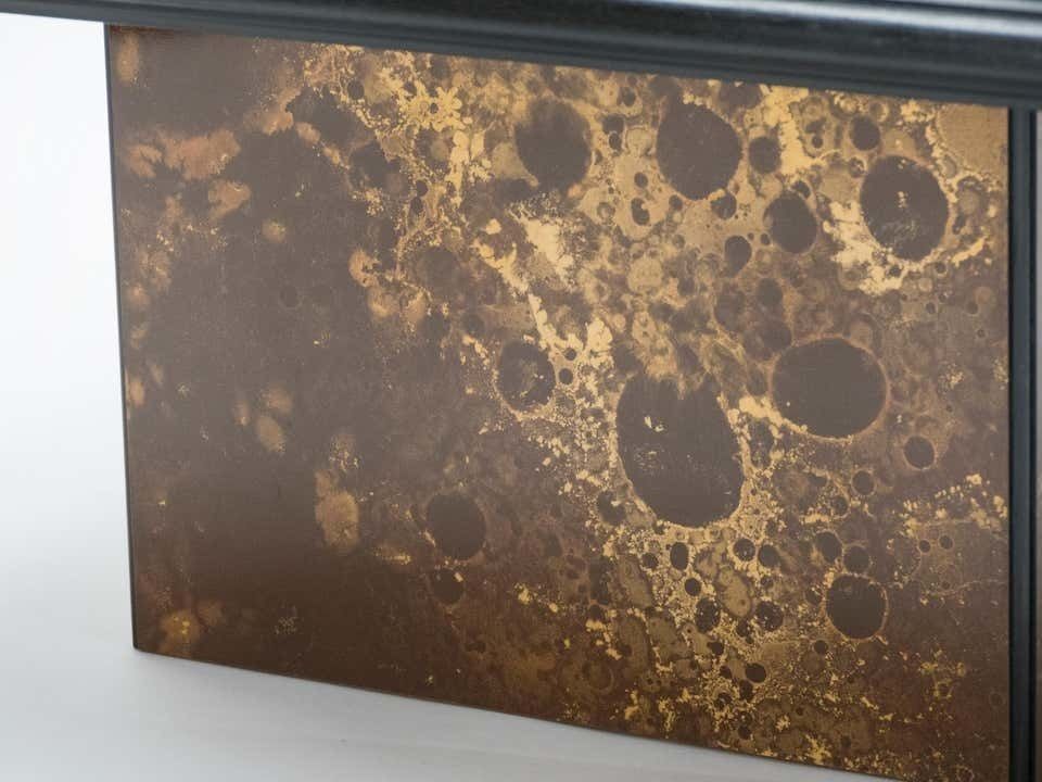 Furniture Rare Golden Lacquer And Brass Maison Jansen Bar Coffee Table, 1970s photo