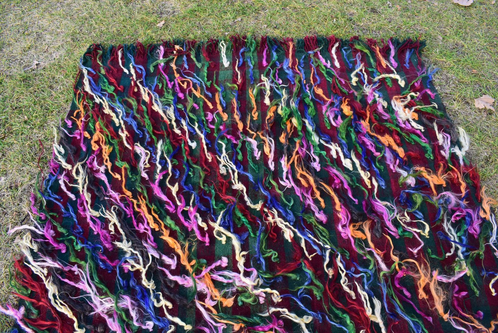 Vintage Wool Turkish Shaggy Tulu Rug 4'7" X 5'5" photo 304.0