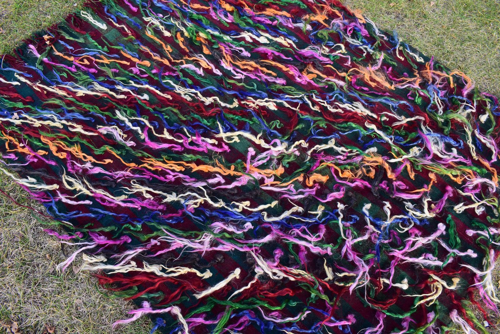Vintage Wool Turkish Shaggy Tulu Rug 4'7" X 5'5" photo vinterior