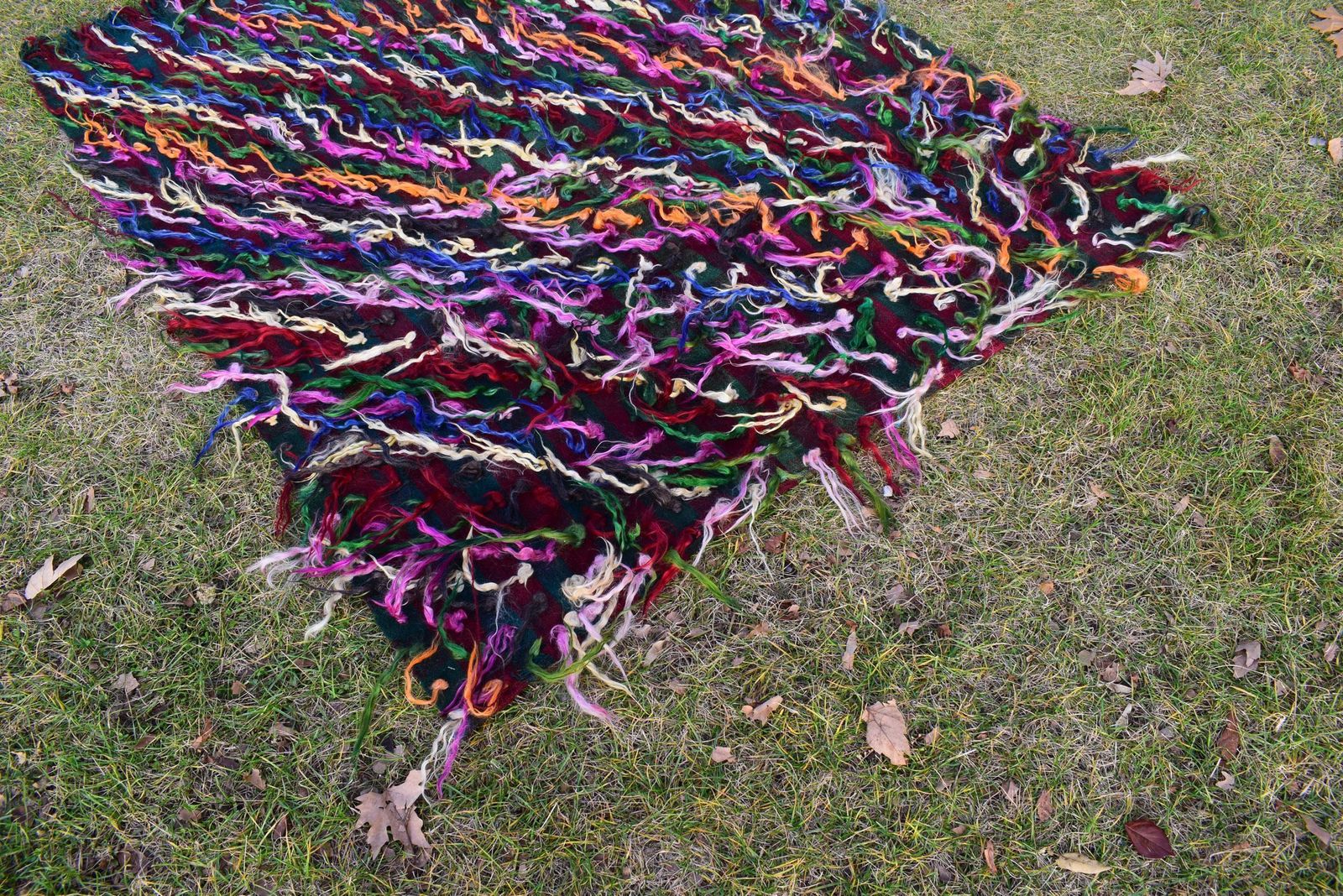 Vintage Wool Turkish Shaggy Tulu Rug 4'7" X 5'5" photo buy