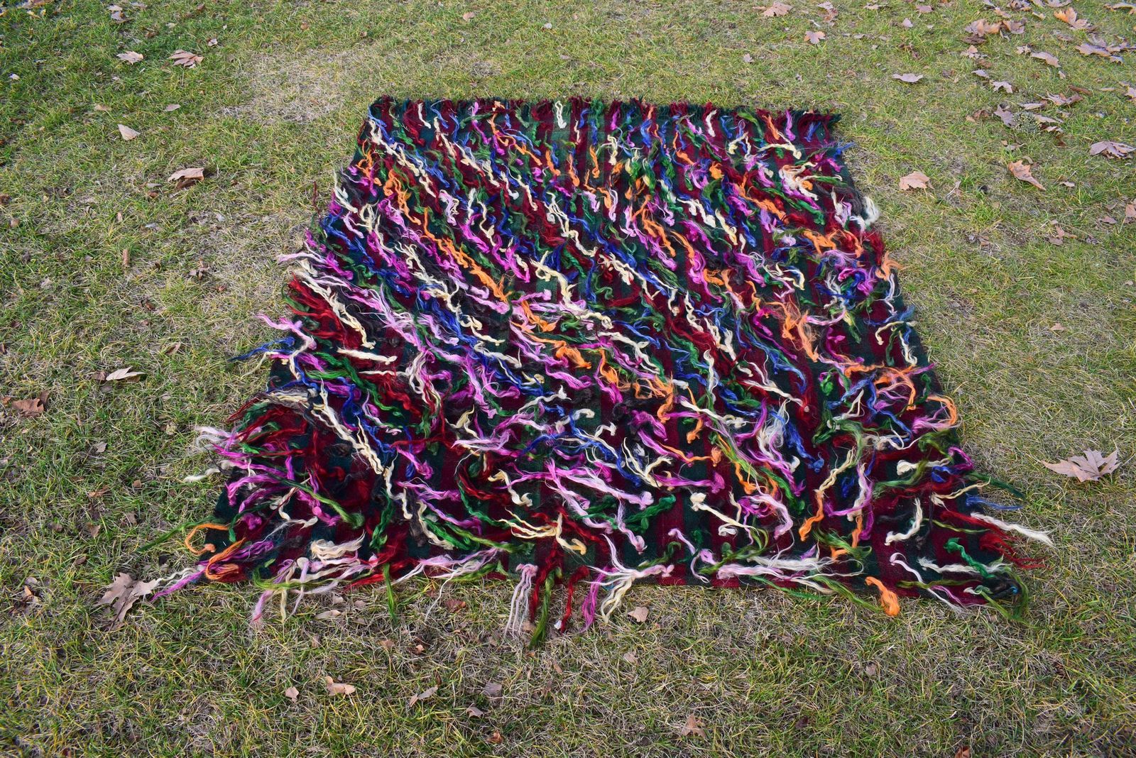 Vintage Wool Turkish Shaggy Tulu Rug 4'7" X 5'5" photo furniture