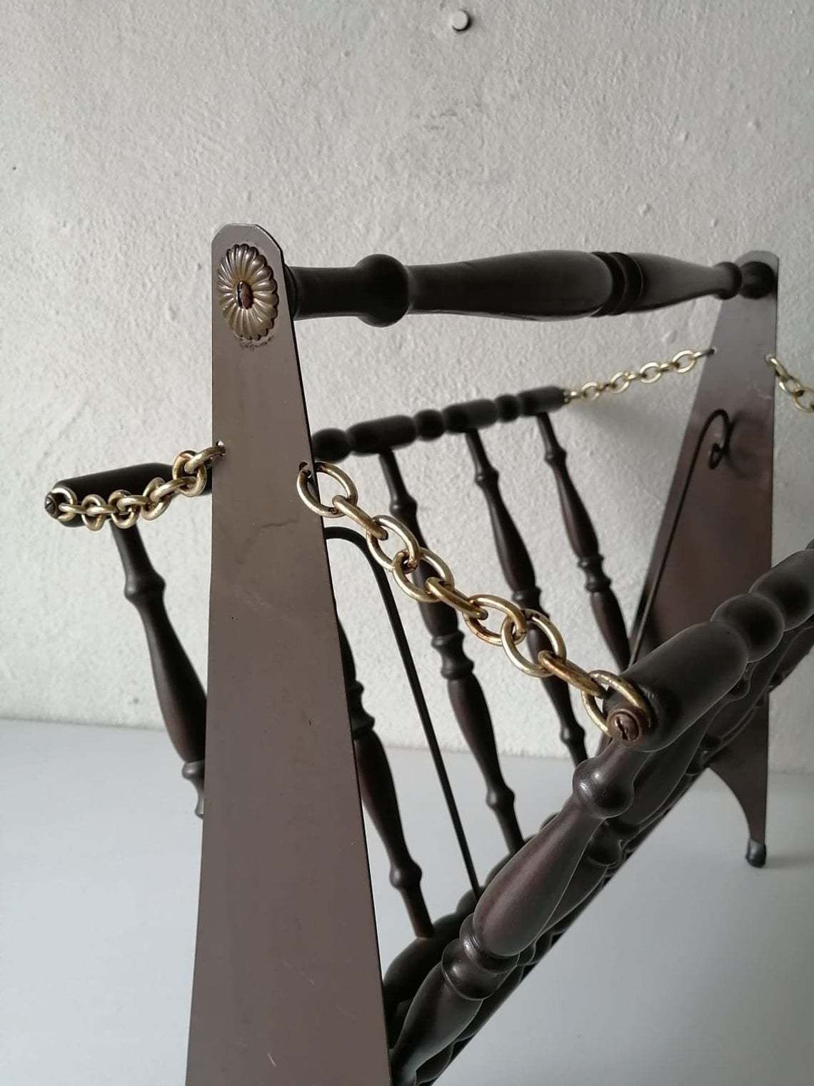 Italian Wood & Metal Body Folding Magazine Stand photo buy