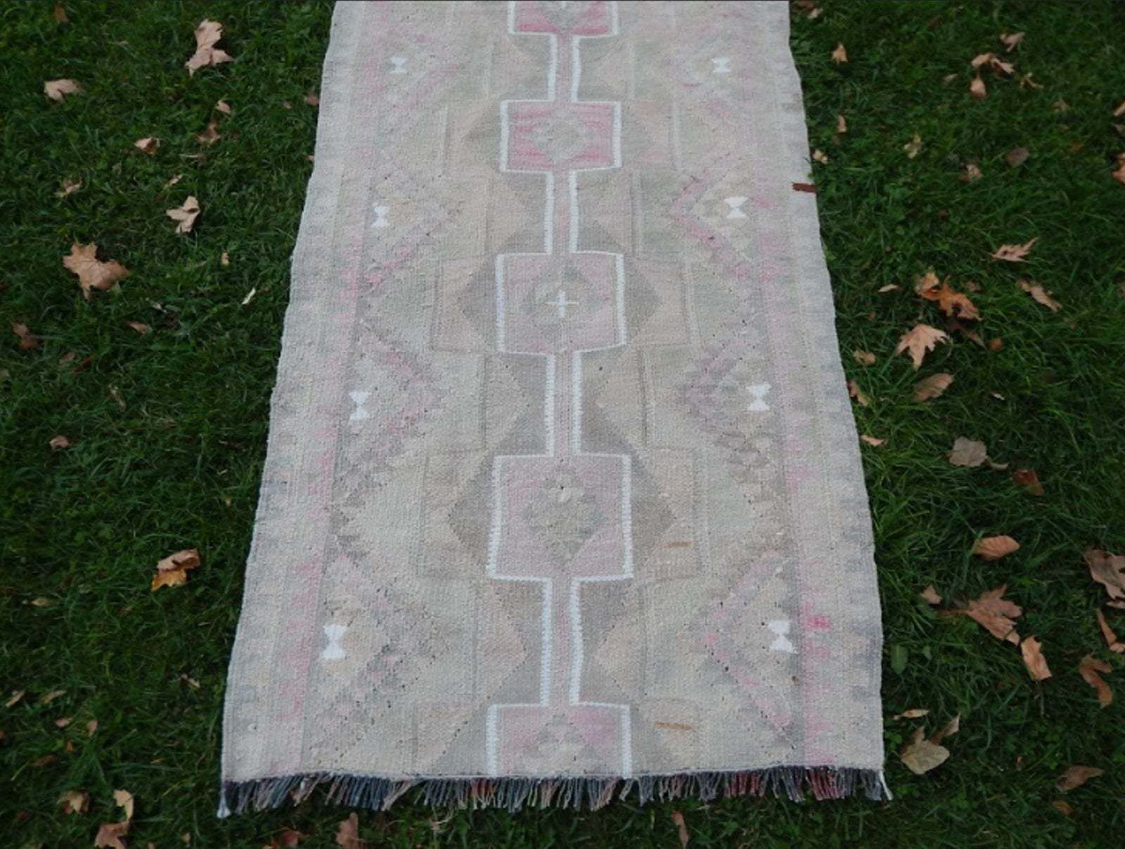 Distressed Vintage Kurdish Hand Knotted Herki Kilim Runner Rug 2′11″ × 9′7″ photo vinterior